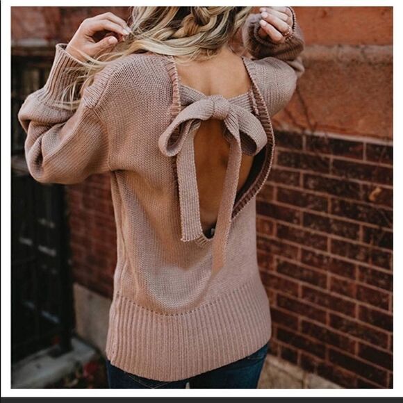 New Sexy Backless Chunky Knit Sweater - Picture 1 of 11